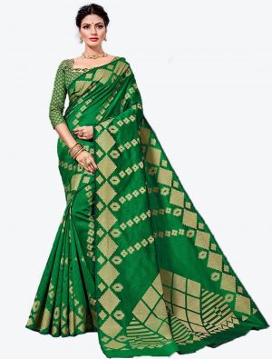 Green Handloom Cotton Designer Saree small FABSA20623