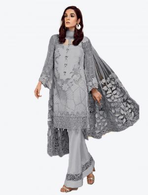Grey Georgette Pakistani Suit with Dupatta small FABSL20215