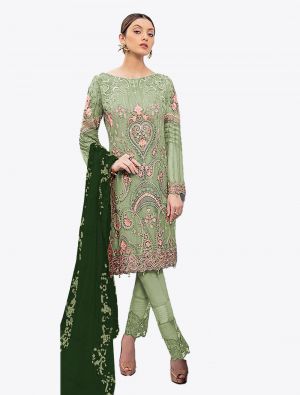Light Green Georgette Straight Suit with Dupatta small FABSL20210