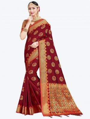 Maroon Banarasi Art Silk Designer Saree small FABSA20552