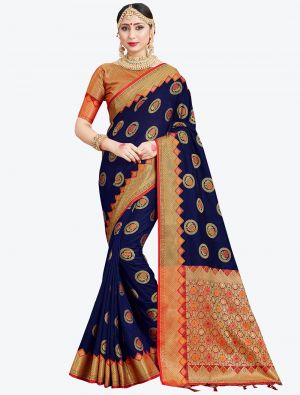 Navy Blue Banarasi Art Silk Designer Saree small FABSA20550