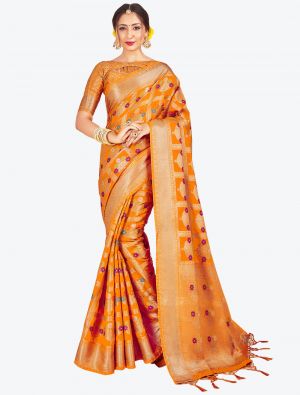 Orange Banarasi Art Silk Designer Saree small FABSA20557