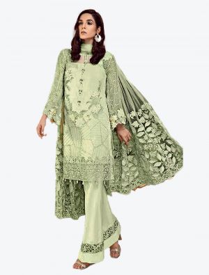 Pastel Green Georgette Pakistani Suit with Dupatta small FABSL20214