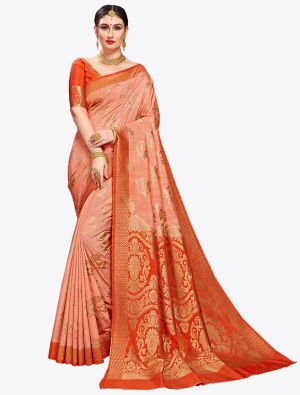 Peach Banarasi Art Silk Designer Saree small FABSA20565