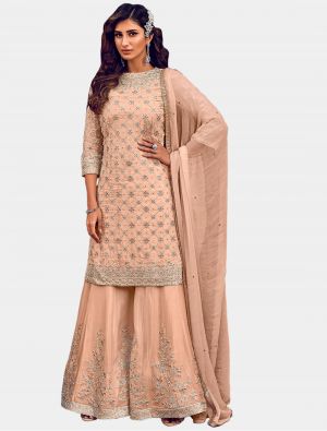 Peach Georgette Sharara Suit with Dupatta small FABSL20206