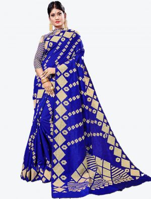 Royal Blue Handloom Cotton Designer Saree small FABSA20626