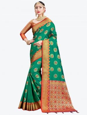 Sea Green Banarasi Art Silk Designer Saree small FABSA20547