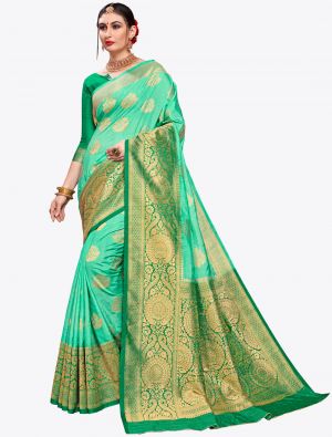 Sea Green Banarasi Art Silk Designer Saree small FABSA20561