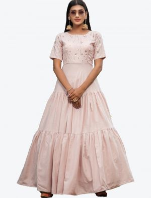 pastel pink cotton designer gown   fabgo20065