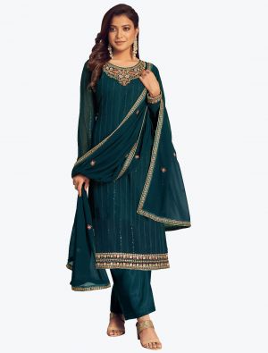 Rama Green Blooming Faux Georgette Designer Palazzo Suit FABSL20826