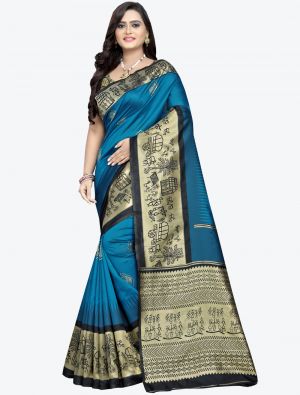 Blue Banarasi Cotton Silk Designer Saree small FABSA20811