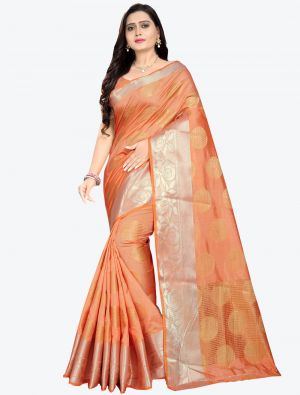 Orange Banarasi Silk Designer Saree small FABSA20794
