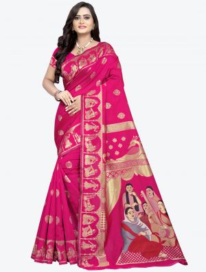 Pink Banarasi Jacquard Designer Saree small FABSA20827