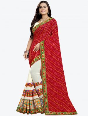 Red Georgette Designer Saree small FABSA20806
