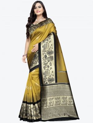 Yellow Banarasi Cotton Silk Designer Saree small FABSA20809