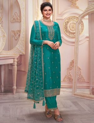 Sea Green Silk Georgette Semi Stitched Salwar Kameez small FABSL22007