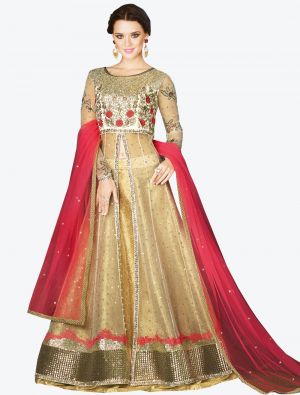 Off-White Net Sharara Suit with Dupatta small FABSL20273