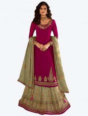 Magenta Georgette Designer Party Wear Suit With Lehenga Bottom small FABSL20569