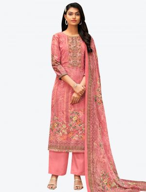 Light Pink Premium Cotton Designer Palazzo Suit with Dupatta small FABSL20723