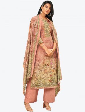 Peachy Pink Premium Cotton Designer Palazzo Suit with Dupatta small FABSL20728