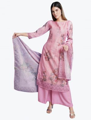 Lilac Chanderi Silk Party Wear Designer Palazzo Suit small FABSL20884