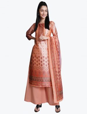 Peach Soft Silk Party Wear Designer Palazzo Suit small FABSL20877