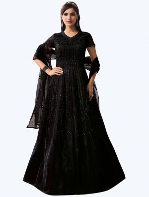 Rich Black Net Party Wear Premium Designer Anarkali Suit small FABSL20904