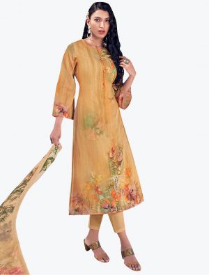 Yellow Digital Printed Pure Cotton Straight Suit with Dupatta small FABSL20917