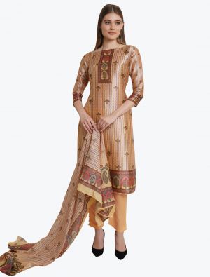 Striped Peach Silk Blend Elegant Palazzo Suit with Dupatta small FABSL20986