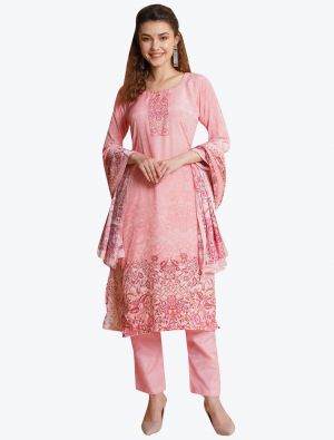 Pink Crepe Salwar Suit with Digital Printed Dupatta small FABSL21065