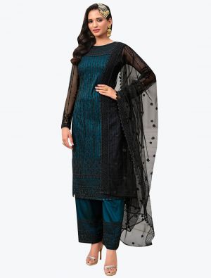 Teal Net Exclusive Designer Salwar Suit with Dupatta small FABSL21067