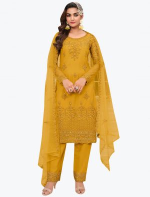 Yellow Net Exclusive Designer Salwar Suit with Dupatta small FABSL21069
