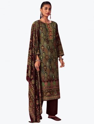 Reddish Brown Pashmina Digital Printed Salwar Suit small FABSL21172