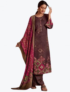 Brown Warm Pashmina Premium Salwar Suit small FABSL21225