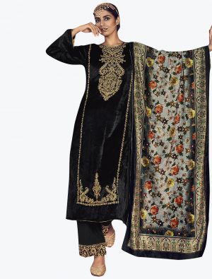 Dazzling Black Premium Velvet Designer Salwar Suit small FABSL21212