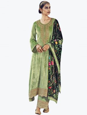 Light Green Premium Velvet Designer Salwar Suit small FABSL21213