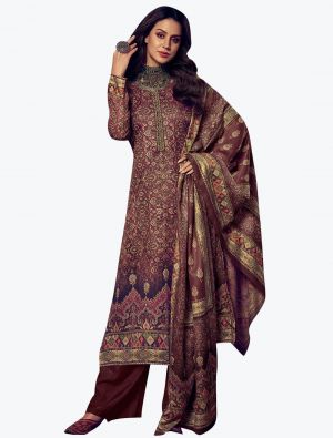 Rusty Brown Pashmina Warm Salwar Suit small FABSL21232
