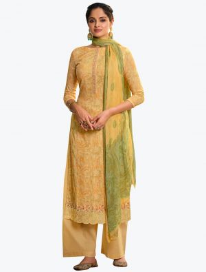 Pastel Yellow Premium Cotton Digital Printed Salwar Suit small FABSL21261