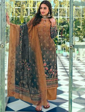 Multicolor Cotton Blend Palazzo Suit With Thread Work small FABSL21384