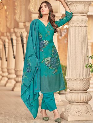 Teal Muslin Ready To Wear Salwar Kameez FABSL22203