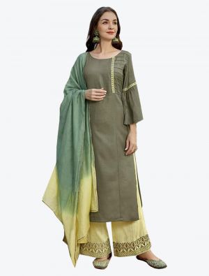 Green Rayon Straight Suit with Dupatta small FABSL20230