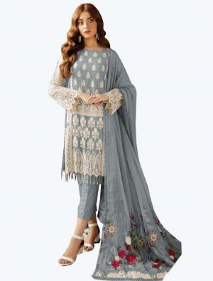 Grey Georgette Pakistani Suit with Dupatta small FABSL20221