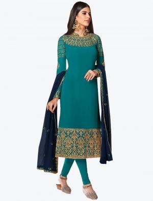 Light Blue Georgette Straight Suit with Dupatta small FABSL20240