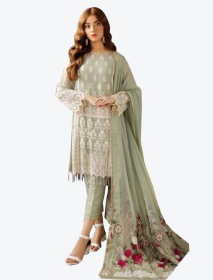 Light Green Georgette Pakistani Suit with Dupatta small FABSL20219