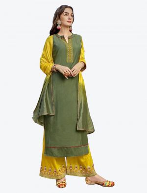 Mehandi Rayon Straight Suit with Dupatta small FABSL20228