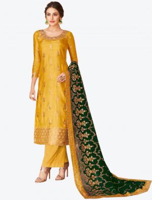 Mustard Dolla Jacquard Straight Suit with Dupatta small FABSL20292