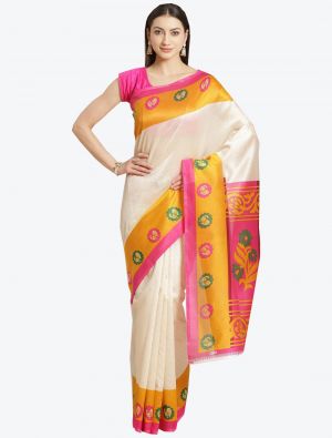 Off-White Bhagalpuri Art Silk Designer Saree small FABSA20874