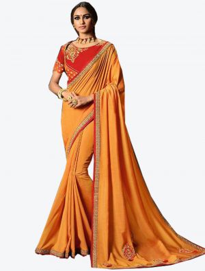 Orange Dola Silk Designer Saree small FABSA20768