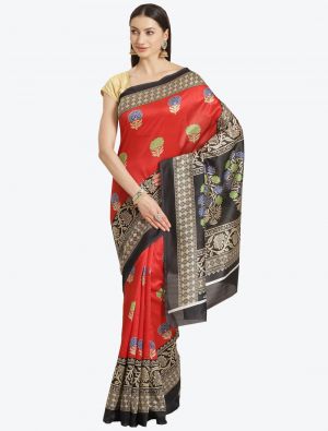 Red  Bhagalpuri Art Silk Designer Saree small FABSA20870