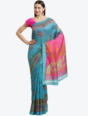 SKy Blue Bhagalpuri Art Silk Designer Saree small FABSA20881